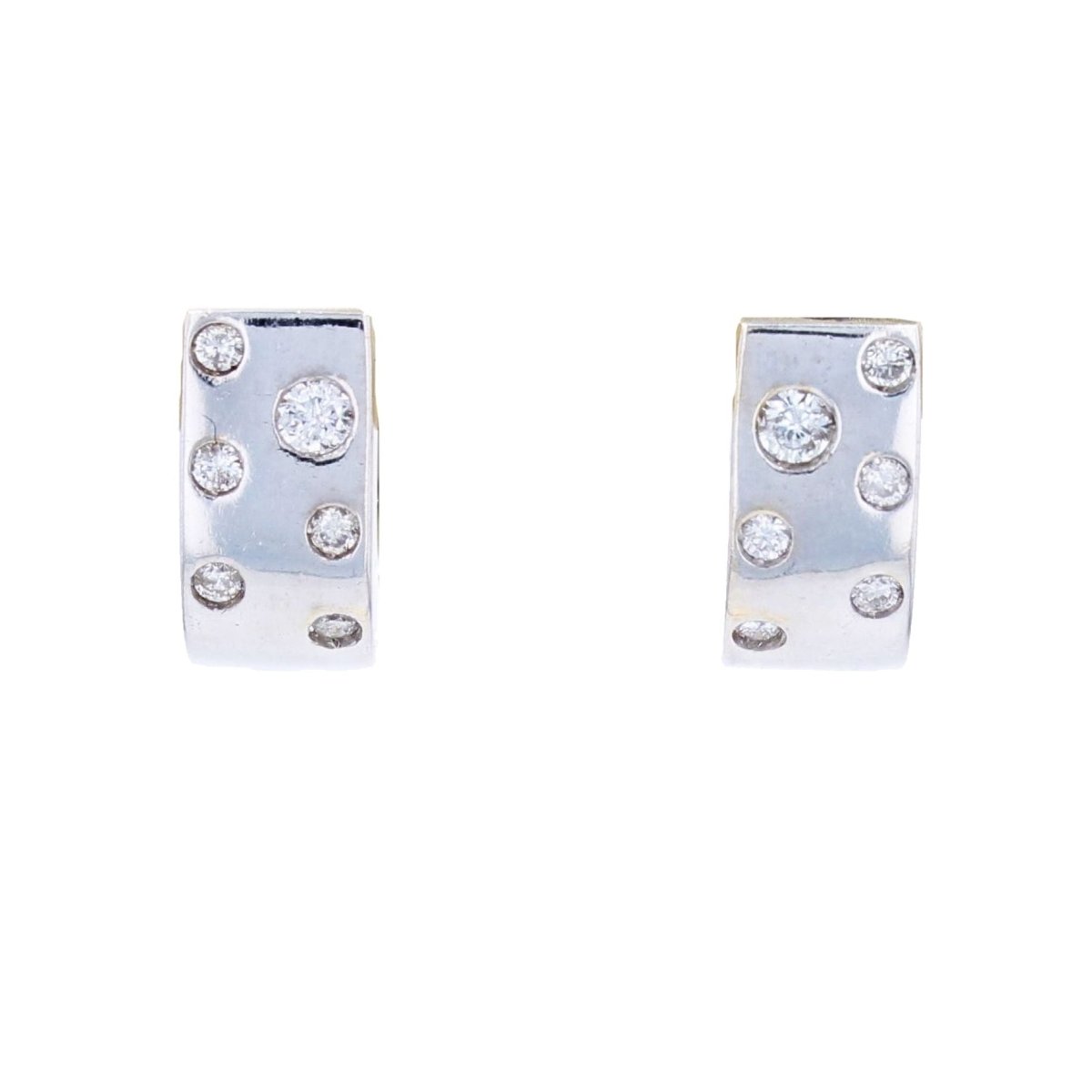 Boucles d'oreilles or blanc diamants modernes - Castafiore
