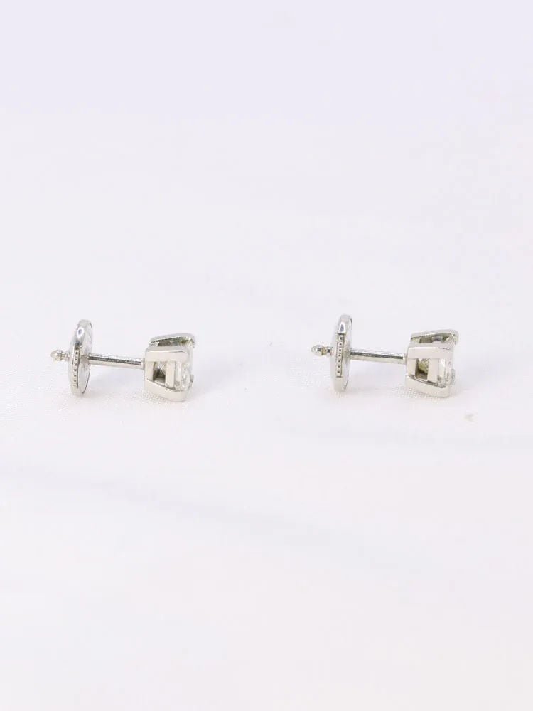 Boucles d'oreilles or blanc diamants taille princesse 0,5 ct - Castafiore