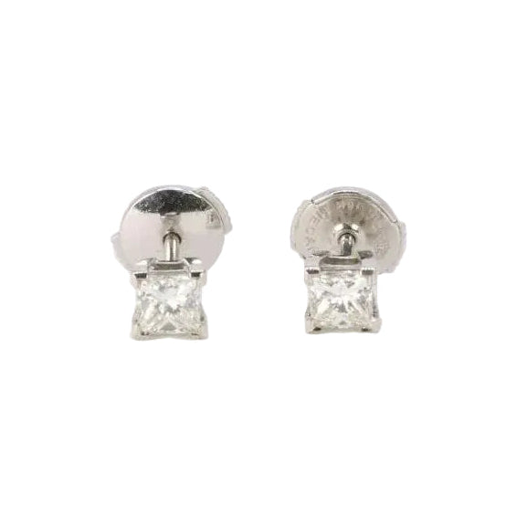 Boucles d'oreilles or blanc diamants taille princesse 0,5 ct - Castafiore