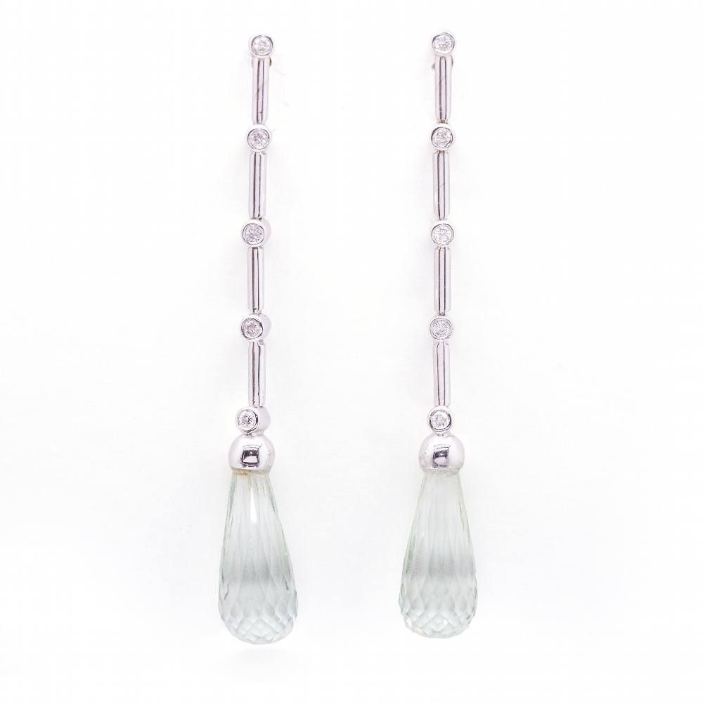 Boucles d'oreilles or blanc et diamants PRASIOLITE - Castafiore