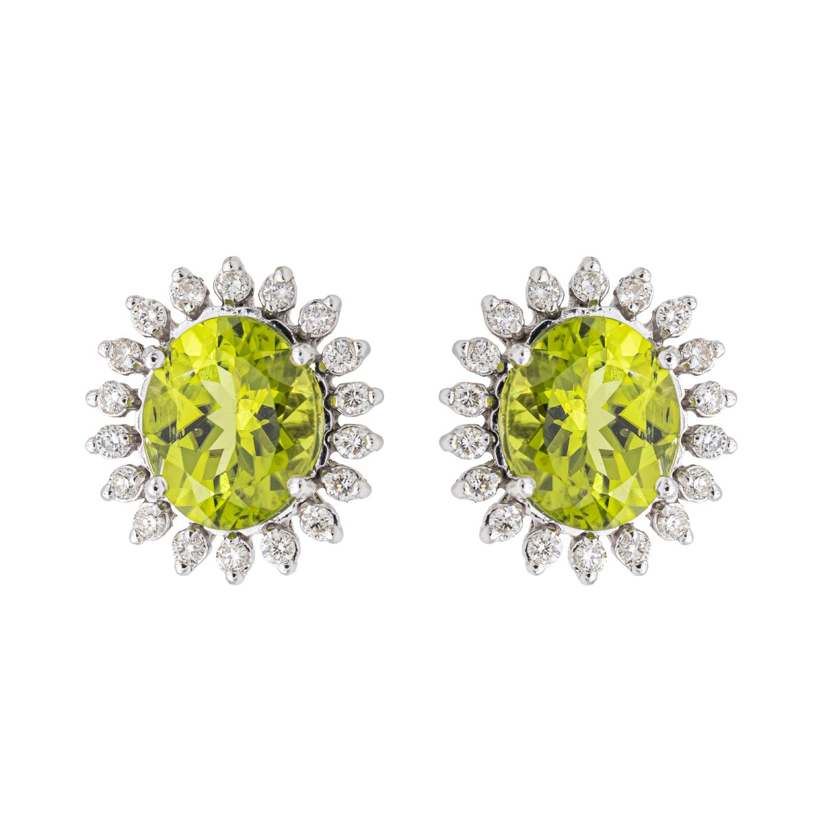 Boucles d'oreilles Or blanc Péridot - Castafiore