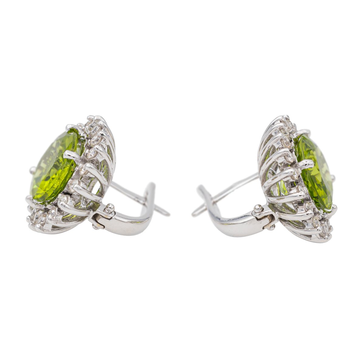 Boucles d'oreilles Or blanc Péridot - Castafiore