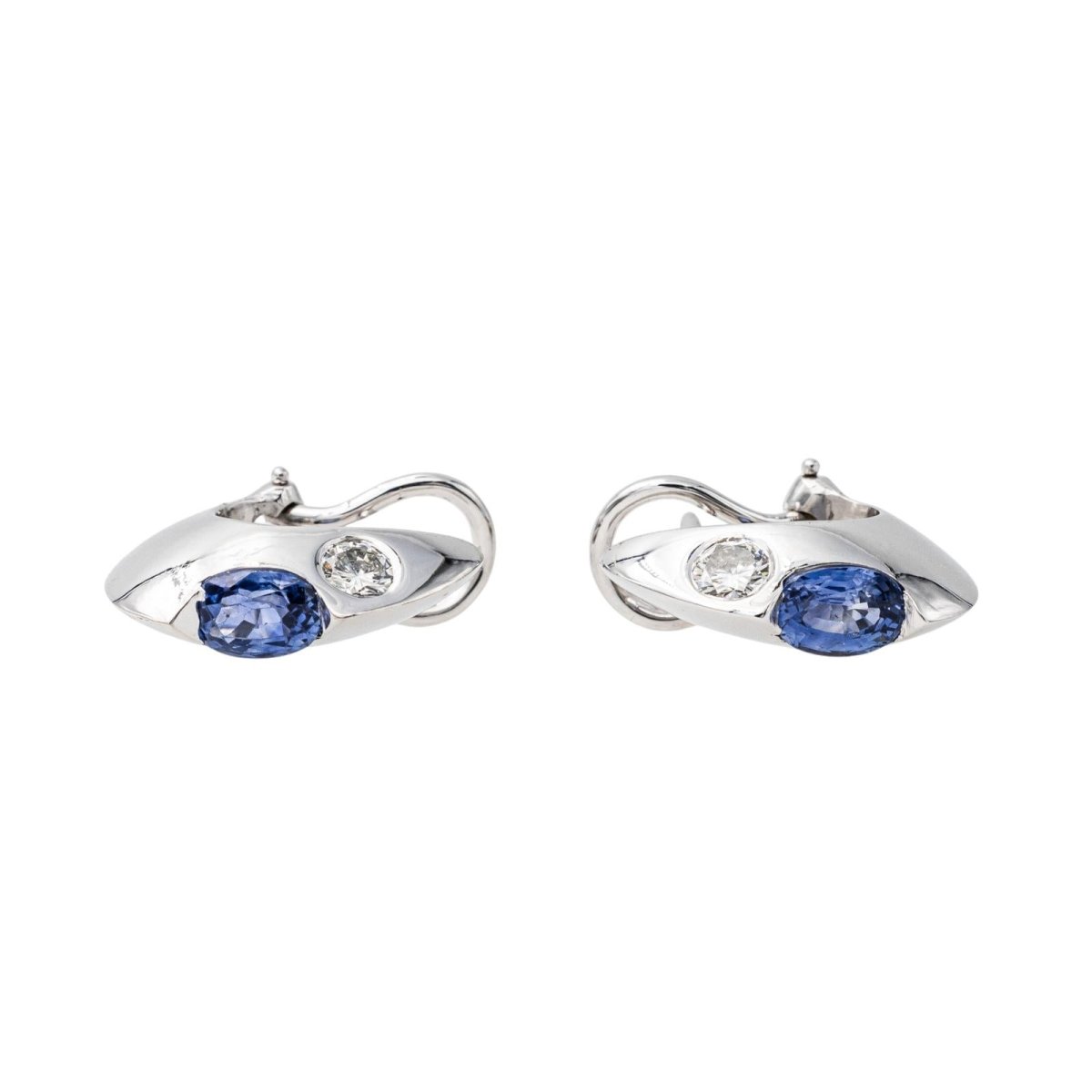 Boucles d'oreilles Or blanc Saphir - Castafiore
