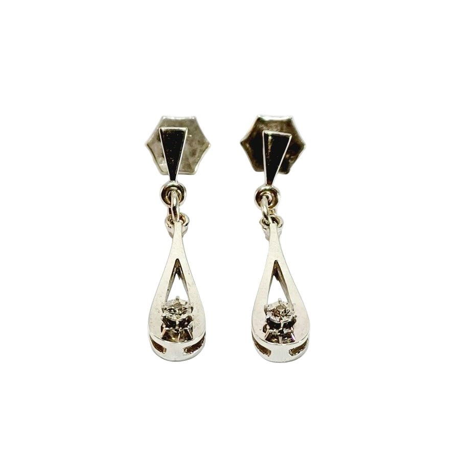 Boucles d'oreilles OR Boucle illusion en or blanc et diamant - Castafiore