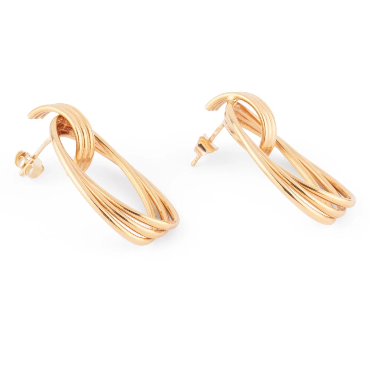 Boucles d'oreilles or jaune anneaux entrelacés - Castafiore