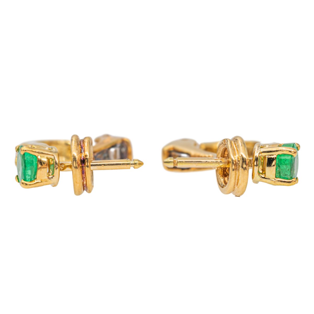 Boucles d'oreilles Or jaune Emeraude - Castafiore