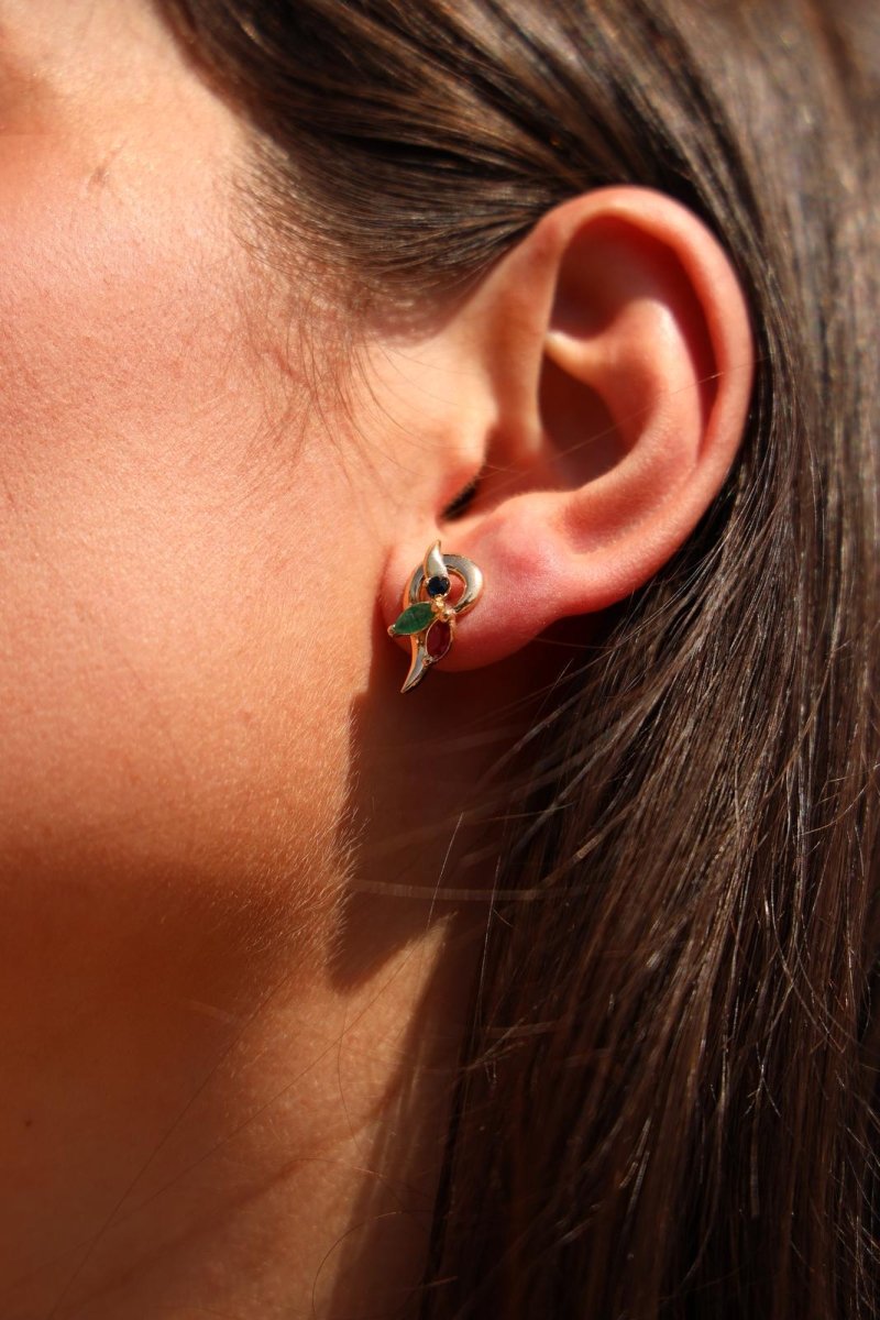 Boucles d'oreilles Or jaune Emeraude - Castafiore