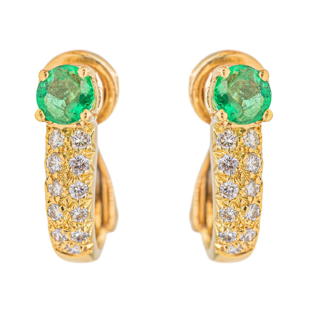 Boucles d'oreilles Or jaune Emeraude - Castafiore