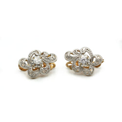 Boucles d'oreilles - Or jaune et blanc et diamants - Castafiore