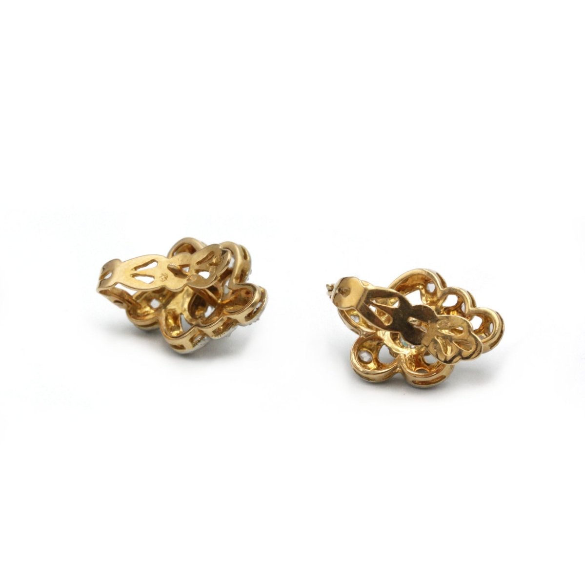 Boucles d'oreilles - Or jaune et blanc et diamants - Castafiore