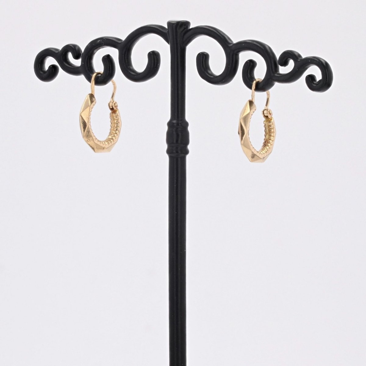 Boucles d'oreilles or rose créoles ciselé facetté - Castafiore