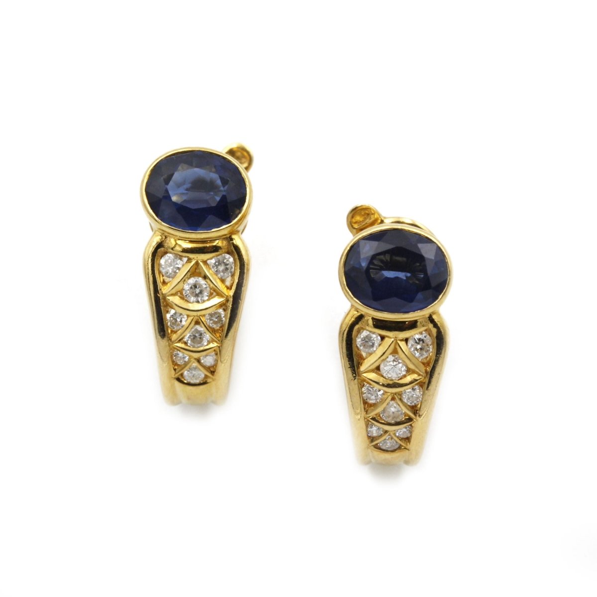 Boucles D'Oreilles - Or, Saphirs Et Diamants - Castafiore