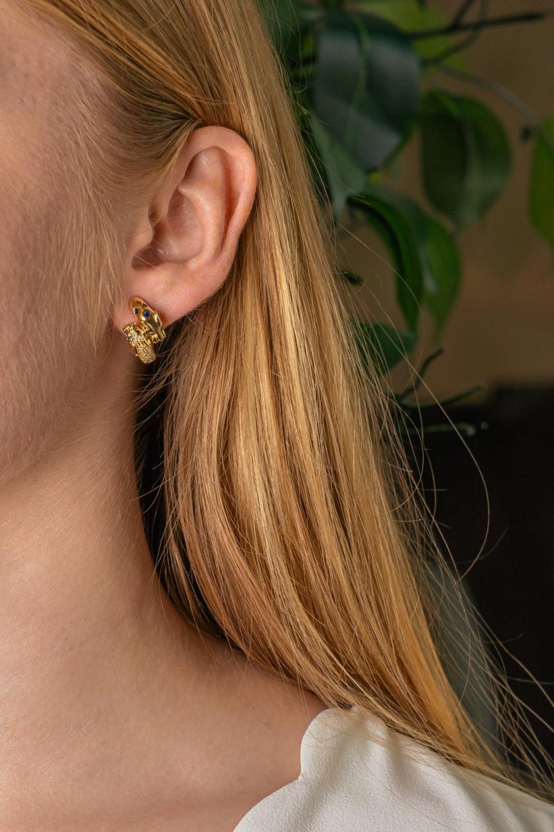 Boucles d'oreilles Panthère Or jaune Saphir - Castafiore