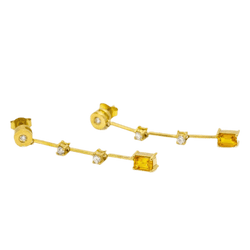 Boucles d'oreilles PAPARADSHA en or jaune, saphirs et diamants - Castafiore