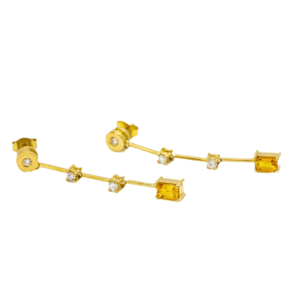 Boucles d'oreilles PAPARADSHA en or jaune, saphirs et diamants - Castafiore
