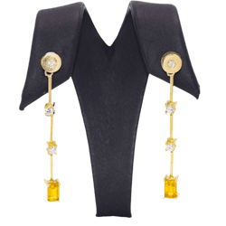 Boucles d'oreilles PAPARADSHA en or jaune, saphirs et diamants - Castafiore