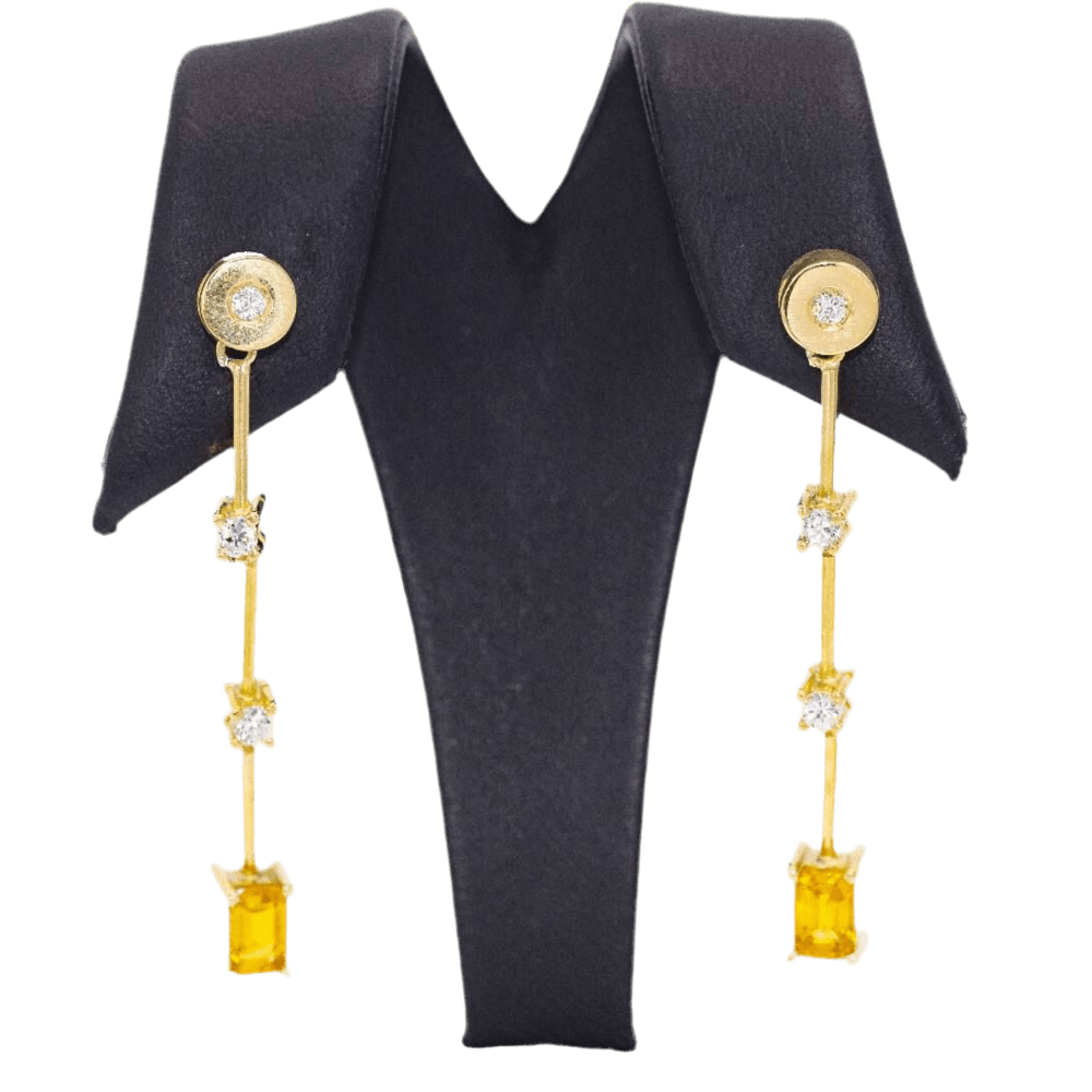 Boucles d'oreilles PAPARADSHA en or jaune, saphirs et diamants - Castafiore
