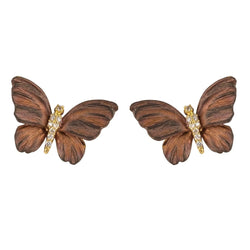 Boucles d'oreilles papillons émail diamants - Castafiore