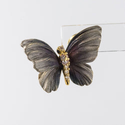 Boucles d'oreilles papillons en or, émail et diamants - Castafiore