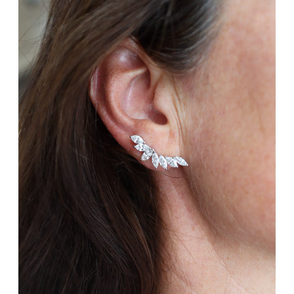 Boucles d'oreilles pavé en or blanc et diamant - Castafiore