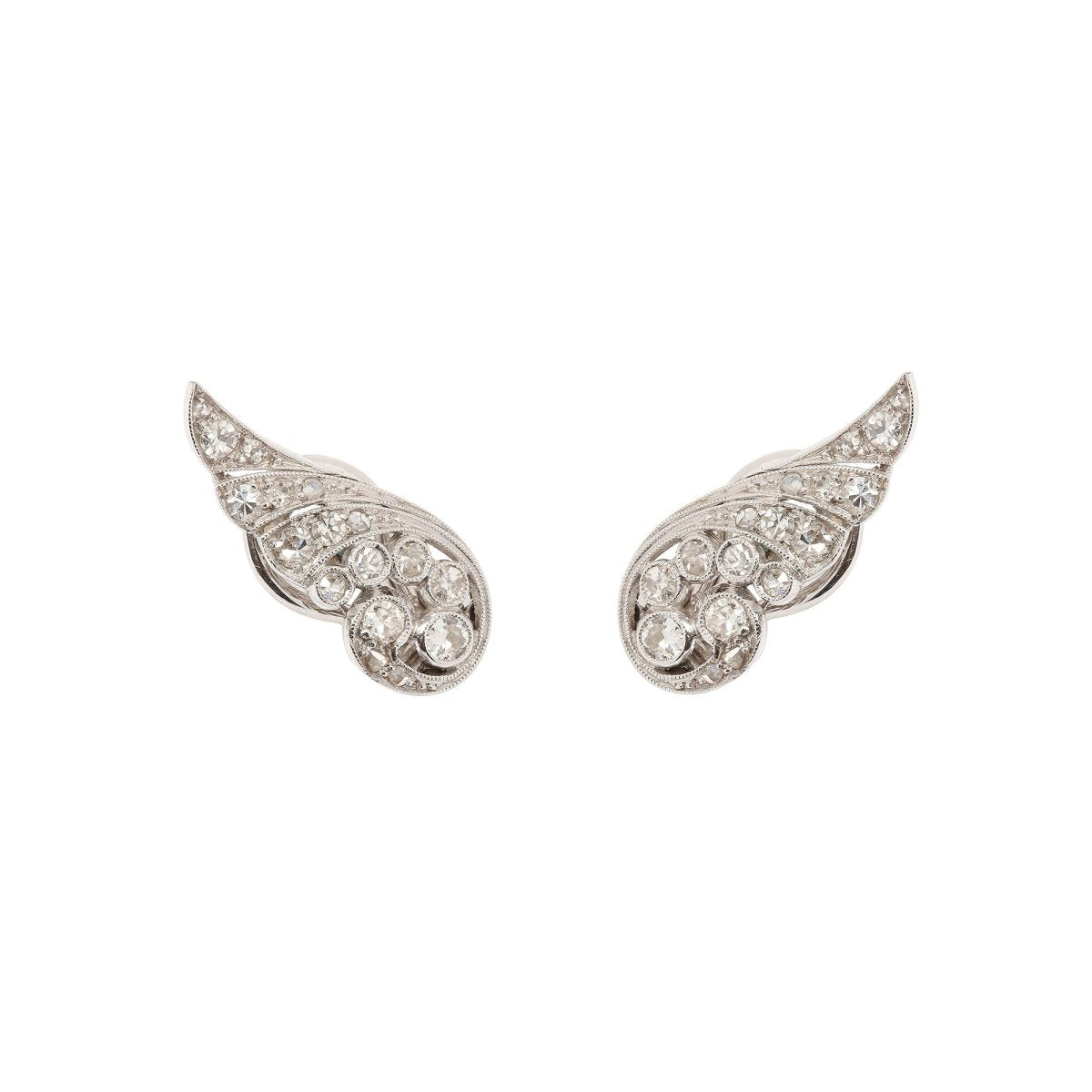 Boucles d'oreilles Pavées en or blanc et diamants - Castafiore