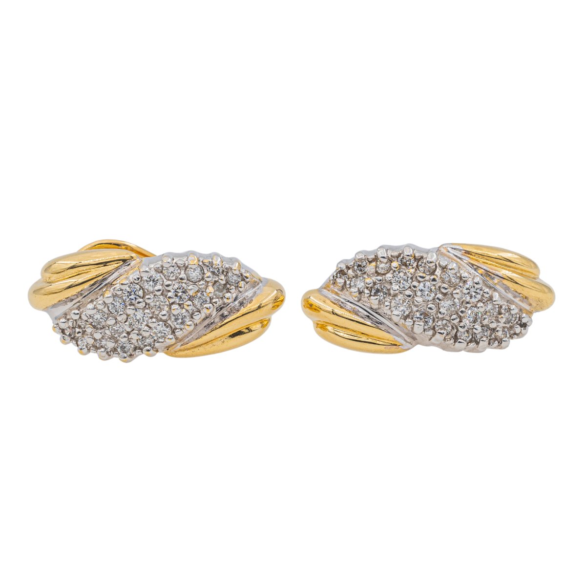 Boucles d'oreilles Pavées en Or jaune et blanc et Diamant - Castafiore