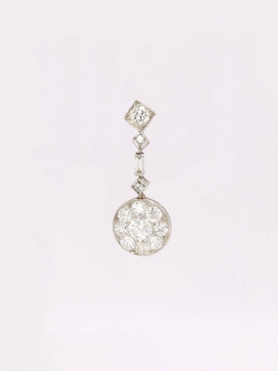 Boucles d'oreilles pendantes Art Déco diamants - Castafiore