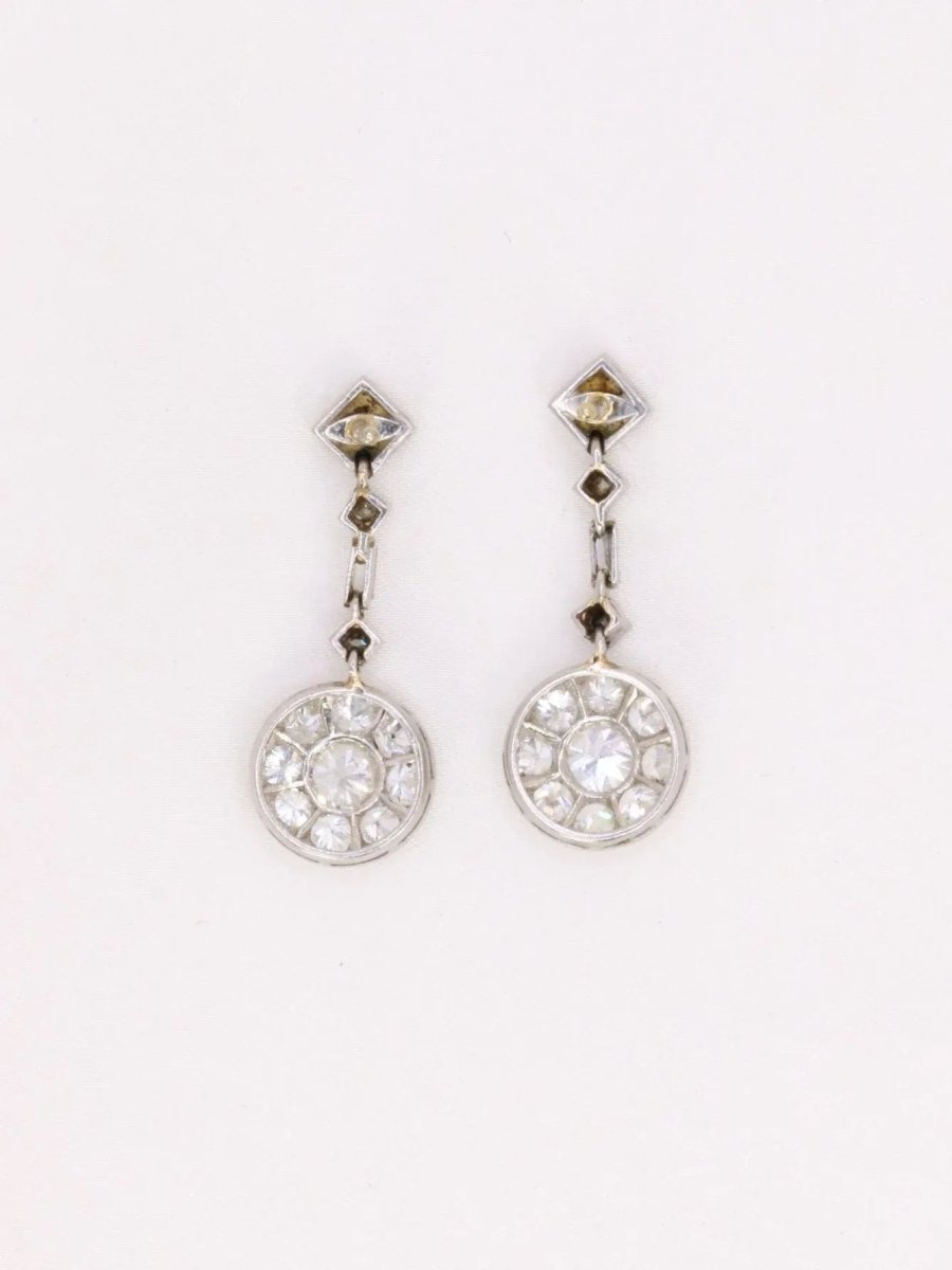 Boucles d'oreilles pendantes Art Déco diamants - Castafiore