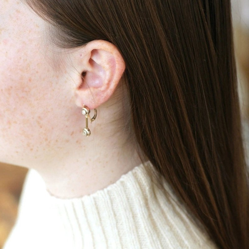 Boucles d'oreilles pendantes Art Deco diamants - Castafiore