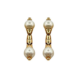 Boucles d'oreilles Pendantes BULGARI en or jaune et perles - Castafiore