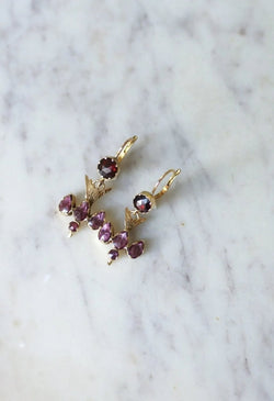 Boucles d'oreilles pendantes colombes grenats - Castafiore