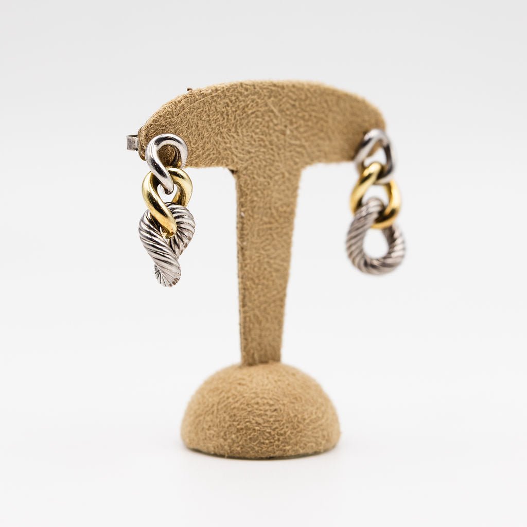 Boucles d'Oreilles Pendantes DAVID YURMAN en or jaune et argent - Castafiore