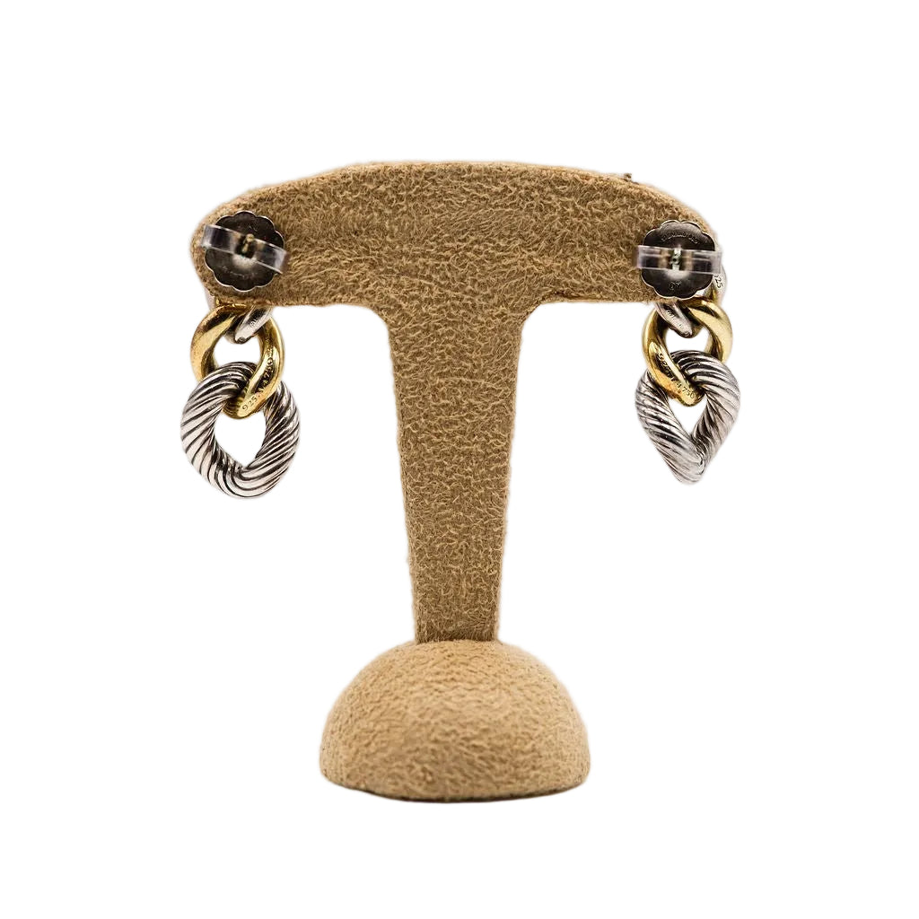 Boucles d'Oreilles Pendantes DAVID YURMAN en or jaune et argent - Castafiore