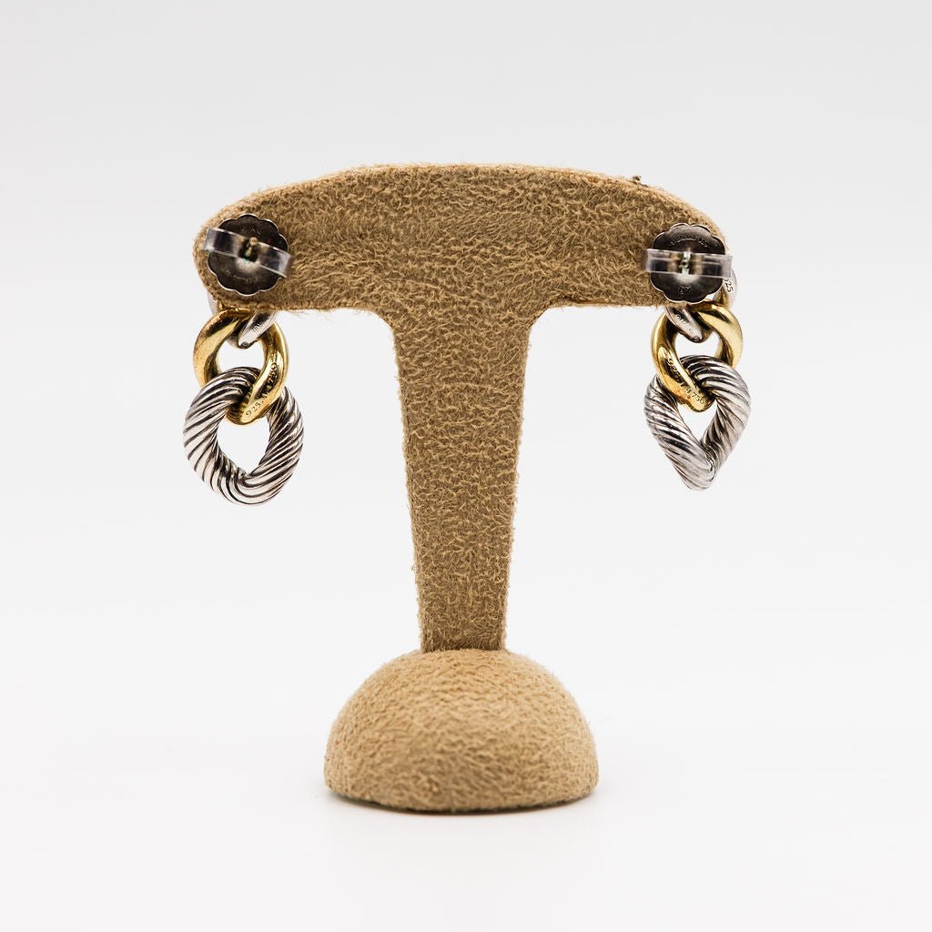Boucles d'Oreilles Pendantes DAVID YURMAN en or jaune et argent - Castafiore