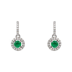 Boucles d'oreilles Pendantes en or blanc, émeraudes et diamants - Castafiore
