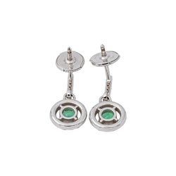 Boucles d'oreilles Pendantes en or blanc, émeraudes et diamants - Castafiore