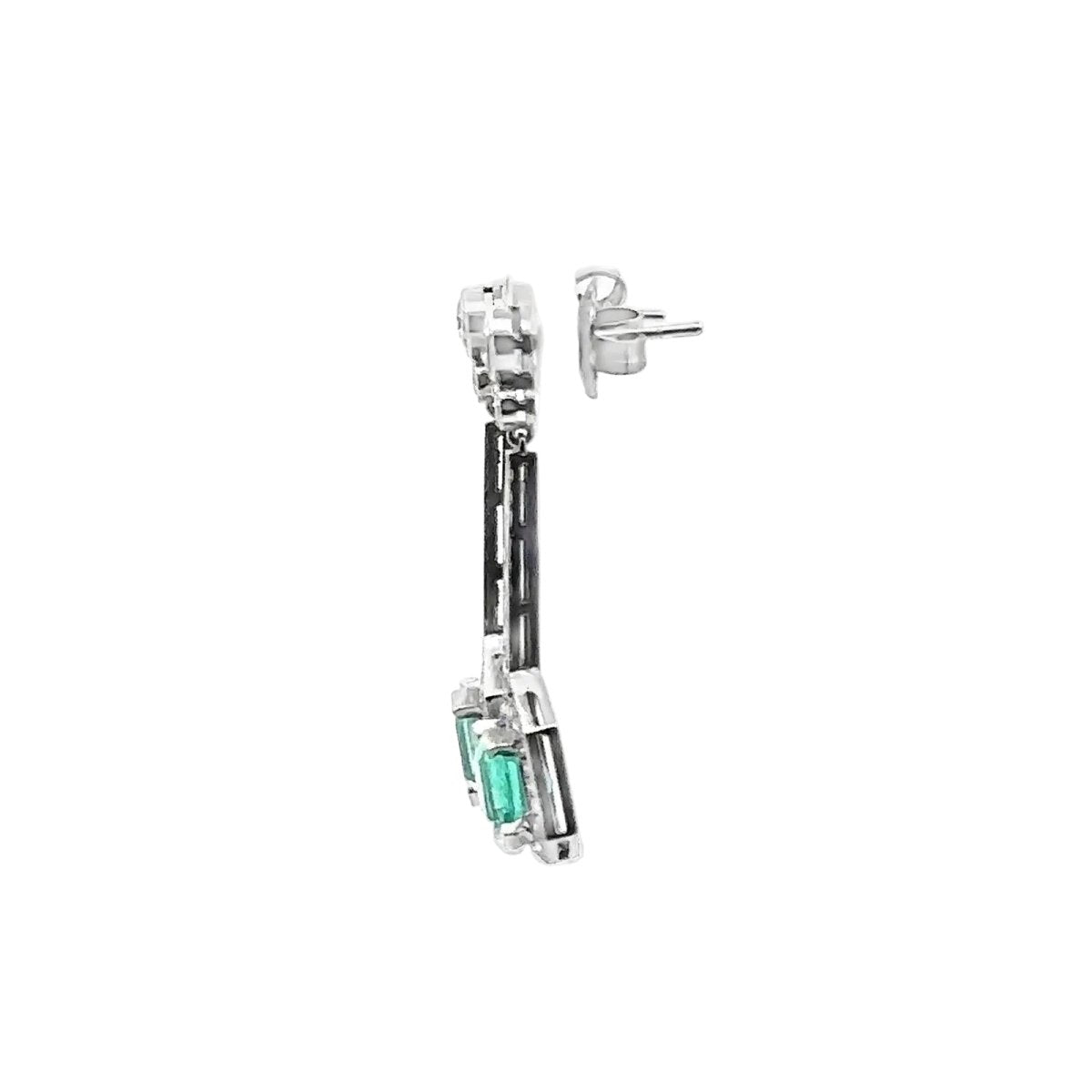 Boucles d'oreilles Pendantes en or blanc, émeraudes et diamants - Castafiore