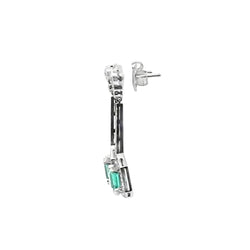 Boucles d'oreilles Pendantes en or blanc, émeraudes et diamants - Castafiore