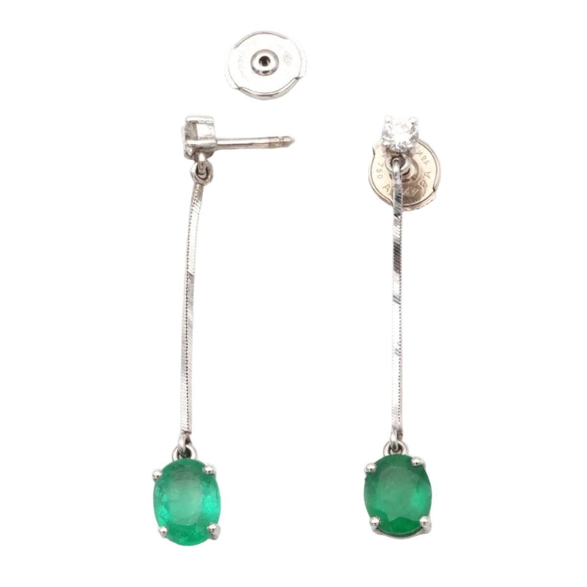 Boucles d'oreilles Pendantes en or blanc, émeraudes et diamants - Castafiore