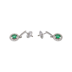 Boucles d'oreilles Pendantes en or blanc, émeraudes et diamants - Castafiore