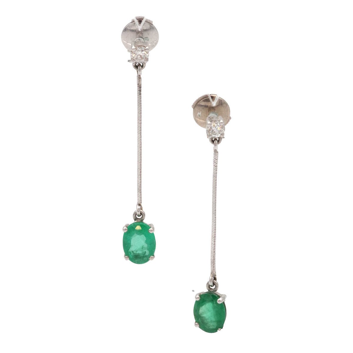 Boucles d'oreilles Pendantes en or blanc, émeraudes et diamants - Castafiore