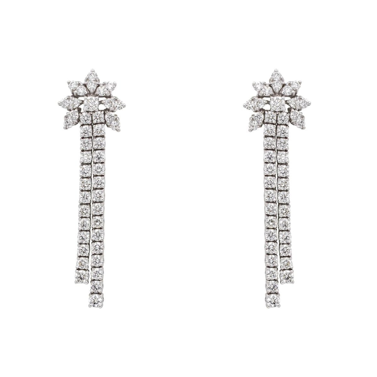 Boucles d'oreilles Pendantes en or blanc et diamants - Castafiore