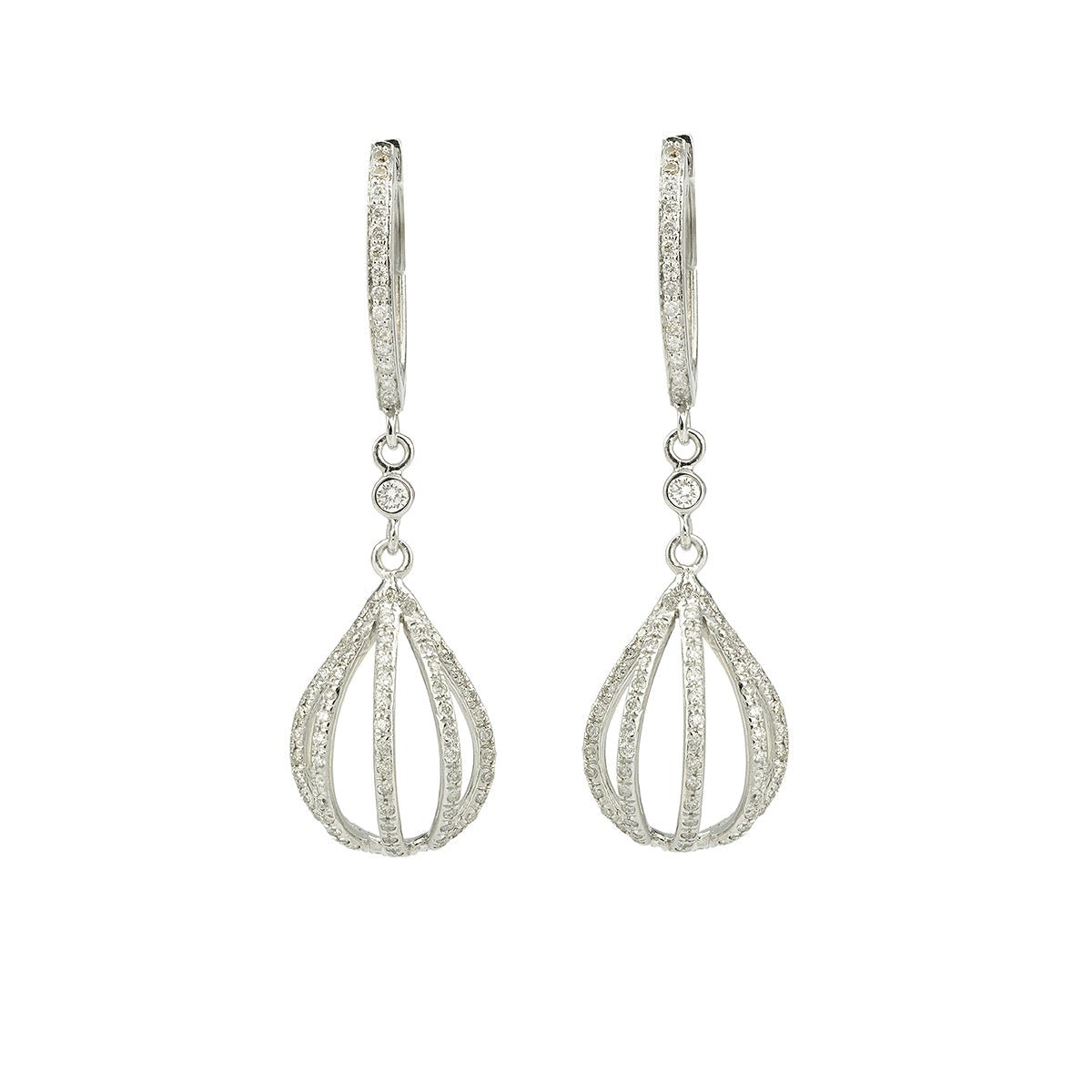 Boucles d'oreilles Pendantes en or blanc et diamants - Castafiore
