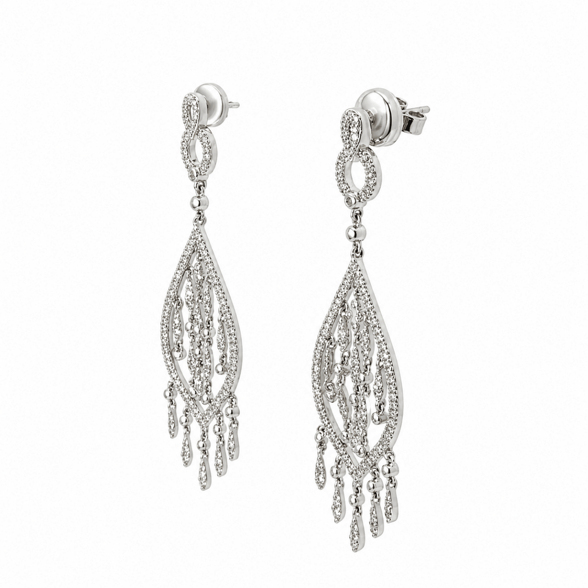 Boucles d'oreilles Pendantes en or blanc et diamants - Castafiore