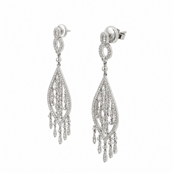 Boucles d'oreilles Pendantes en or blanc et diamants - Castafiore