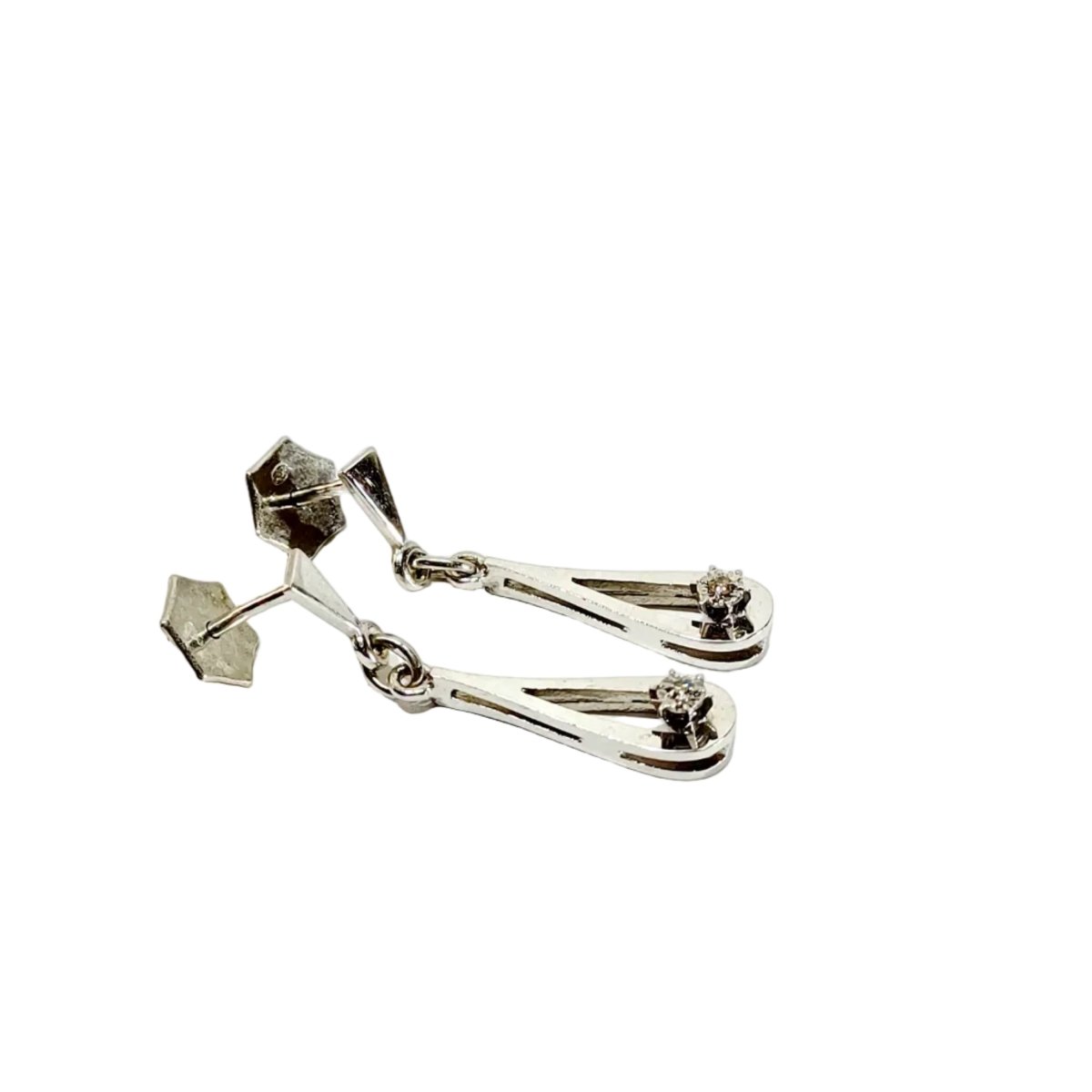 Boucles d’oreilles Pendantes en or blanc et diamants - Castafiore