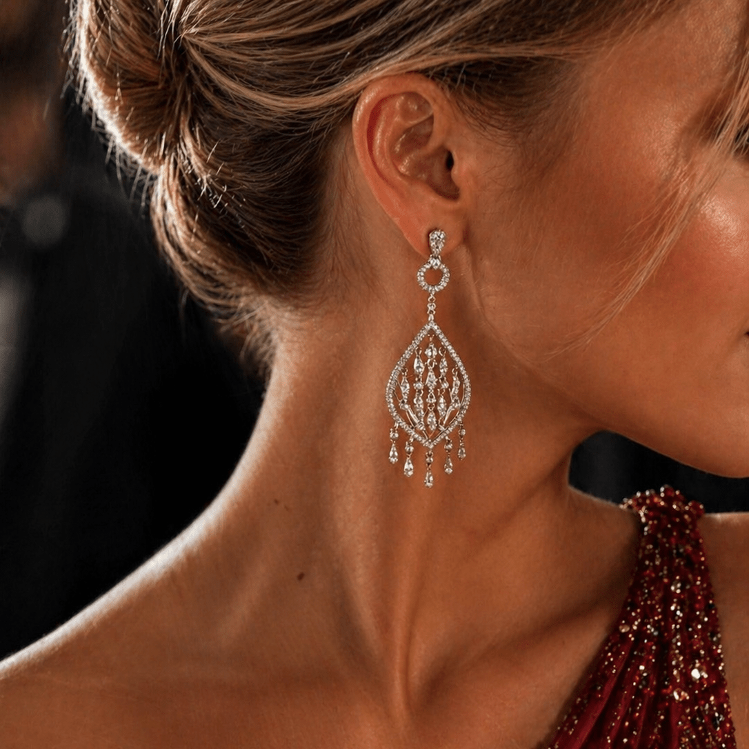 Boucles d'oreilles Pendantes en or blanc et diamants - Castafiore