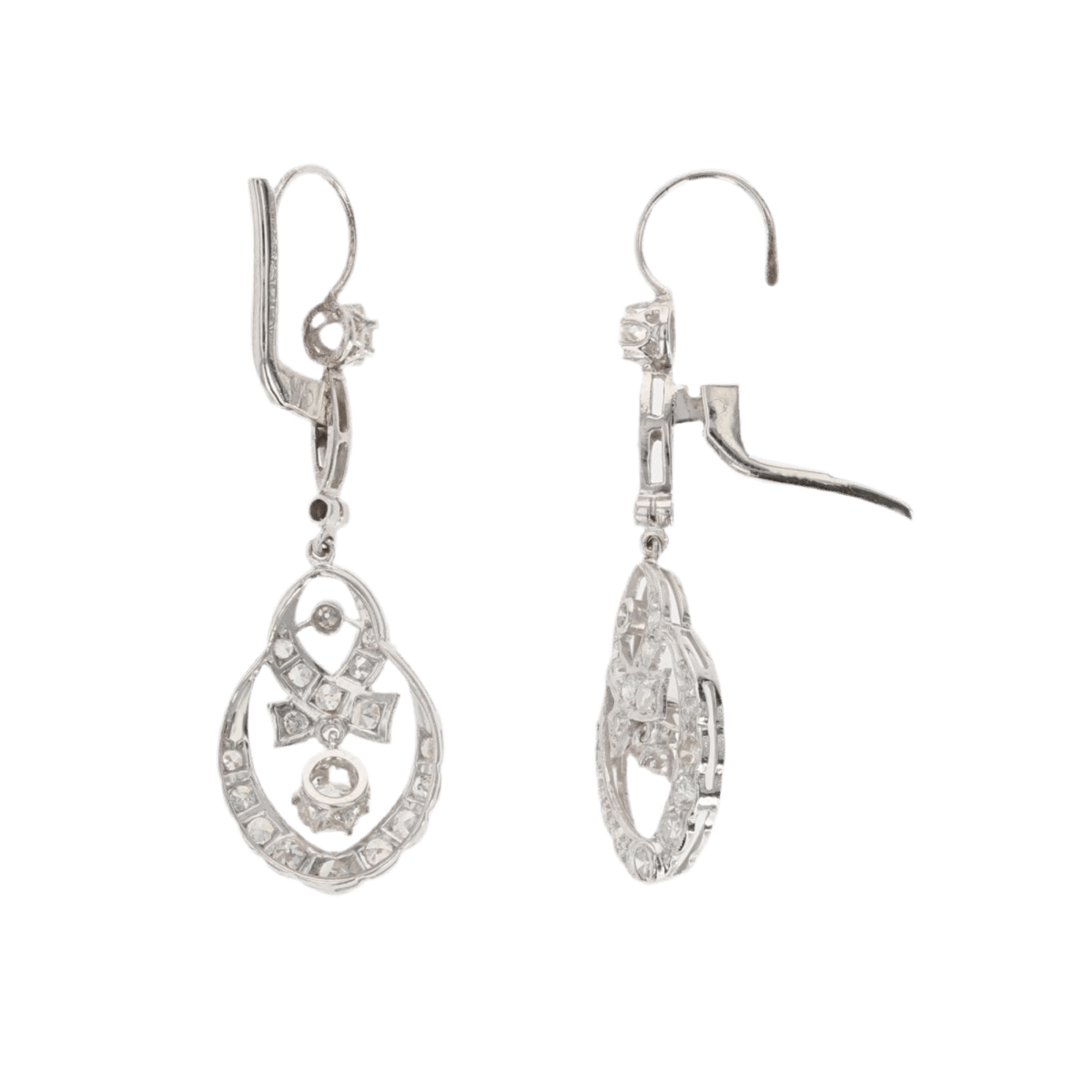 Boucles d'oreilles Pendantes en or blanc et diamants - Castafiore