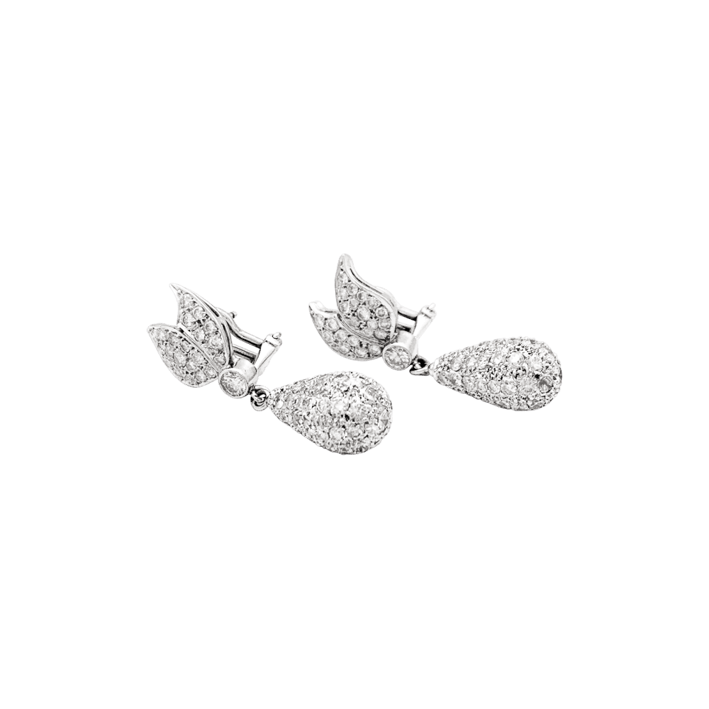 Boucles d'oreilles Pendantes en or blanc et diamants - Castafiore