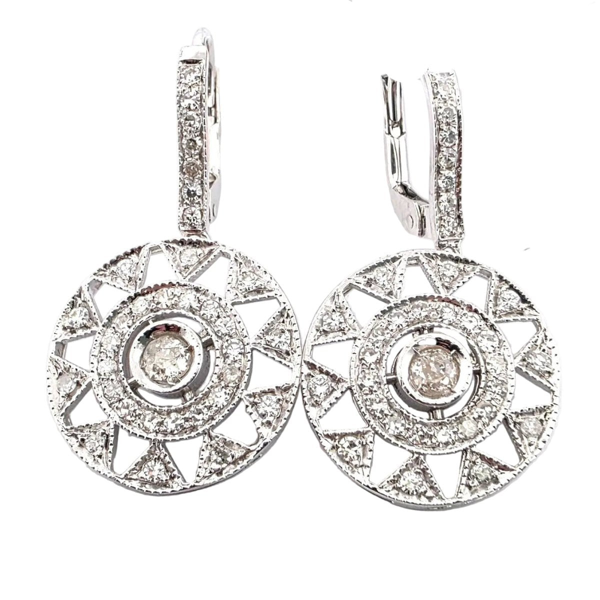 Boucles d'oreilles Pendantes en or blanc et diamants - Castafiore